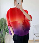 Pleated Ombre Blouse Top